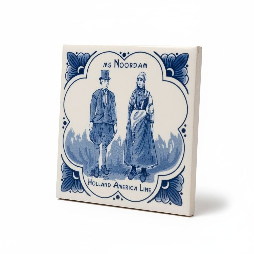 Holland America Line Ms Noordam Delft Blue Ceramic Coasters With Cork Backing Se